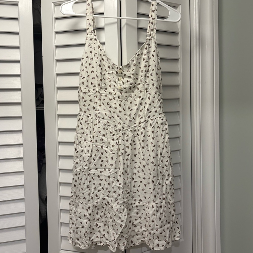 Hollister Floral Dress White &‎ Brown Size Medium